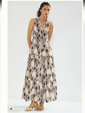 MAEVE SNAKE-PRINTED MAXI DRESS SZ 6